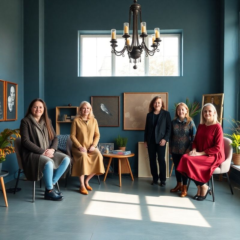 Skupinová fotografie čtyř tvůrců v moderním libereckém studiu